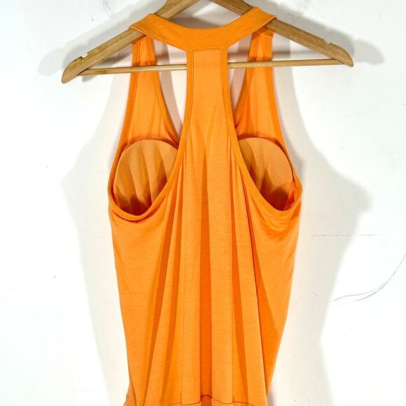 Athleta T Racerback Bodycon Dress with Ruching Womans M Tangerine Glo - Picture 7 of 11